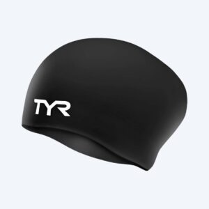 TYR badehætte til langt hår - Silicone - Sort