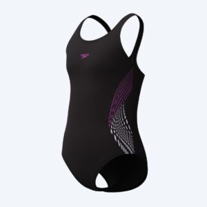 Speedo badedragt til piger - Placement Muscleback - Sort/pink