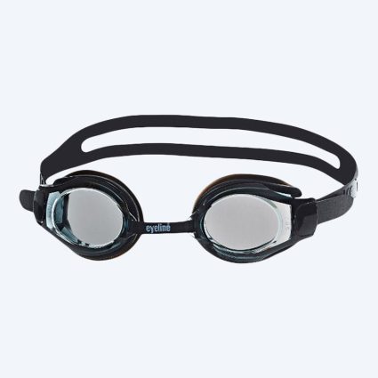 Eyeline nærsynede svømmebriller med styrke - (-1.5) til (-10.0) med smoke glas (Sort)