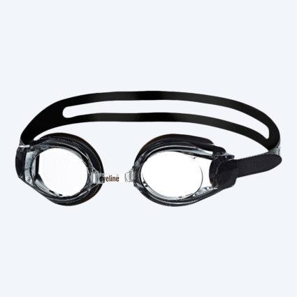 Eyeline nærsynede svømmebriller med styrke - (-1,5) til (-10,0) med klar glas (Sort)