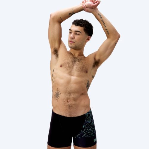 Speedo aquashorts til mænd - Hyperboom V-Cut - Sort/grøn