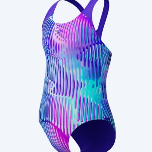 Speedo badedragt til piger - Allover Digital Splashback - Lilla/lyseblå