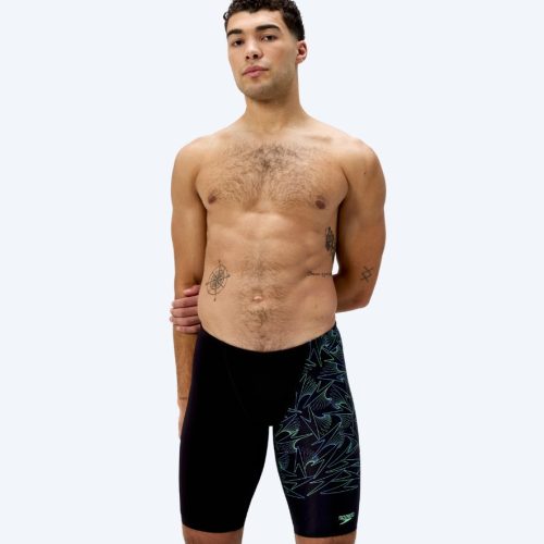 Speedo lange badebukser til mænd - Hyperboom V-Cut - Sort/grøn