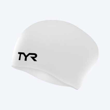 TYR badehætte til langt hår - Silicone - Hvid