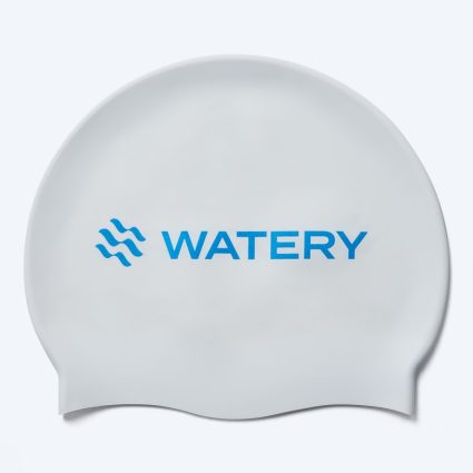Watery badehætte - Signature Metallic - Hvid/blå - Svømmehætter