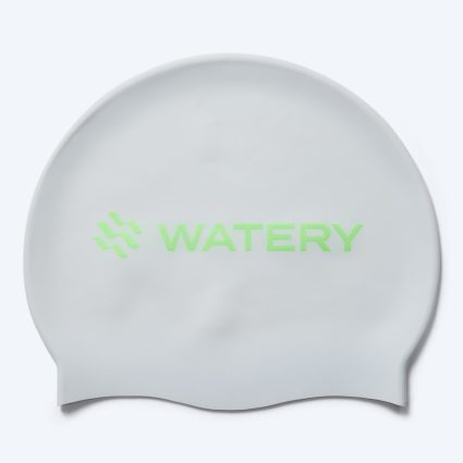 Watery badehætte - Signature Metallic - Hvid/grøn - Svømmehætter