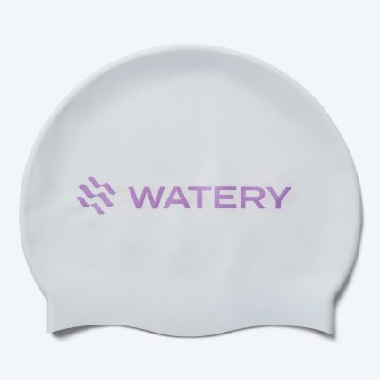 Watery badehætte - Signature Metallic - Hvid/lilla - Svømmehætter