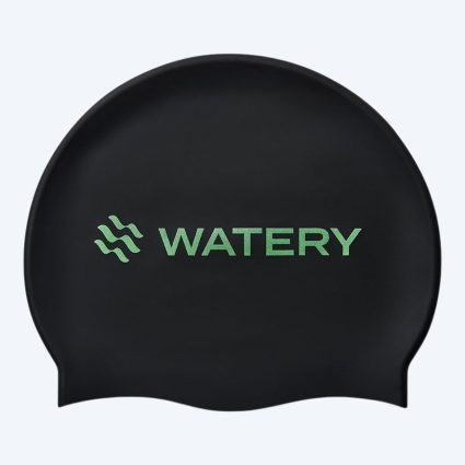 Watery badehætte - Signature Metallic - Sort/grøn - Svømmehætter