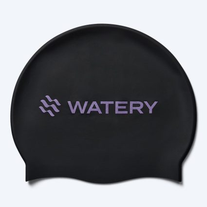 Watery badehætte - Signature Metallic - Sort/lilla - Svømmehætter
