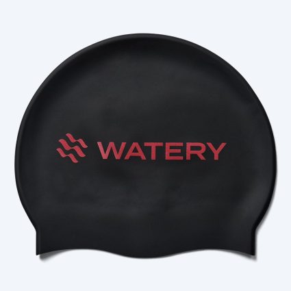 Watery badehætte - Signature Metallic - Sort/rød - Svømmehætter