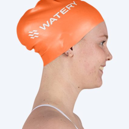 Watery badehætte til langt hår - Signature - Orange