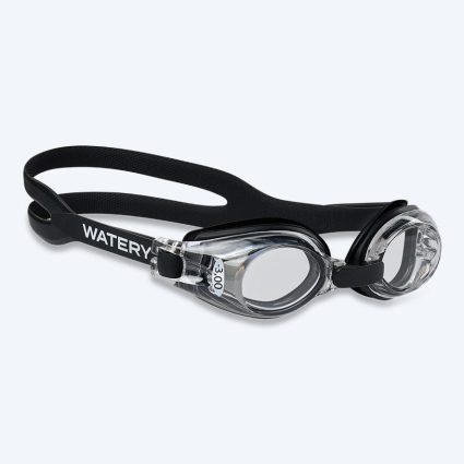Watery nærsynede svømmebriller med styrke til børn - (-1,5) til (-7,0) - Baffin - Sort