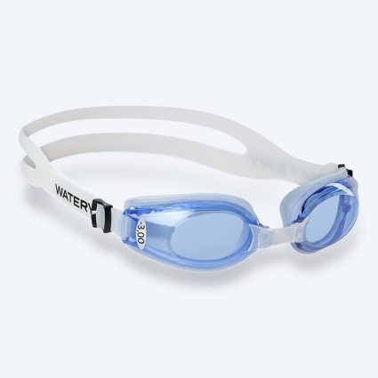 Watery nærsynede svømmebriller med styrke til voksne - (-2,5) til (-8,0) - Clivia - Klar (blå)